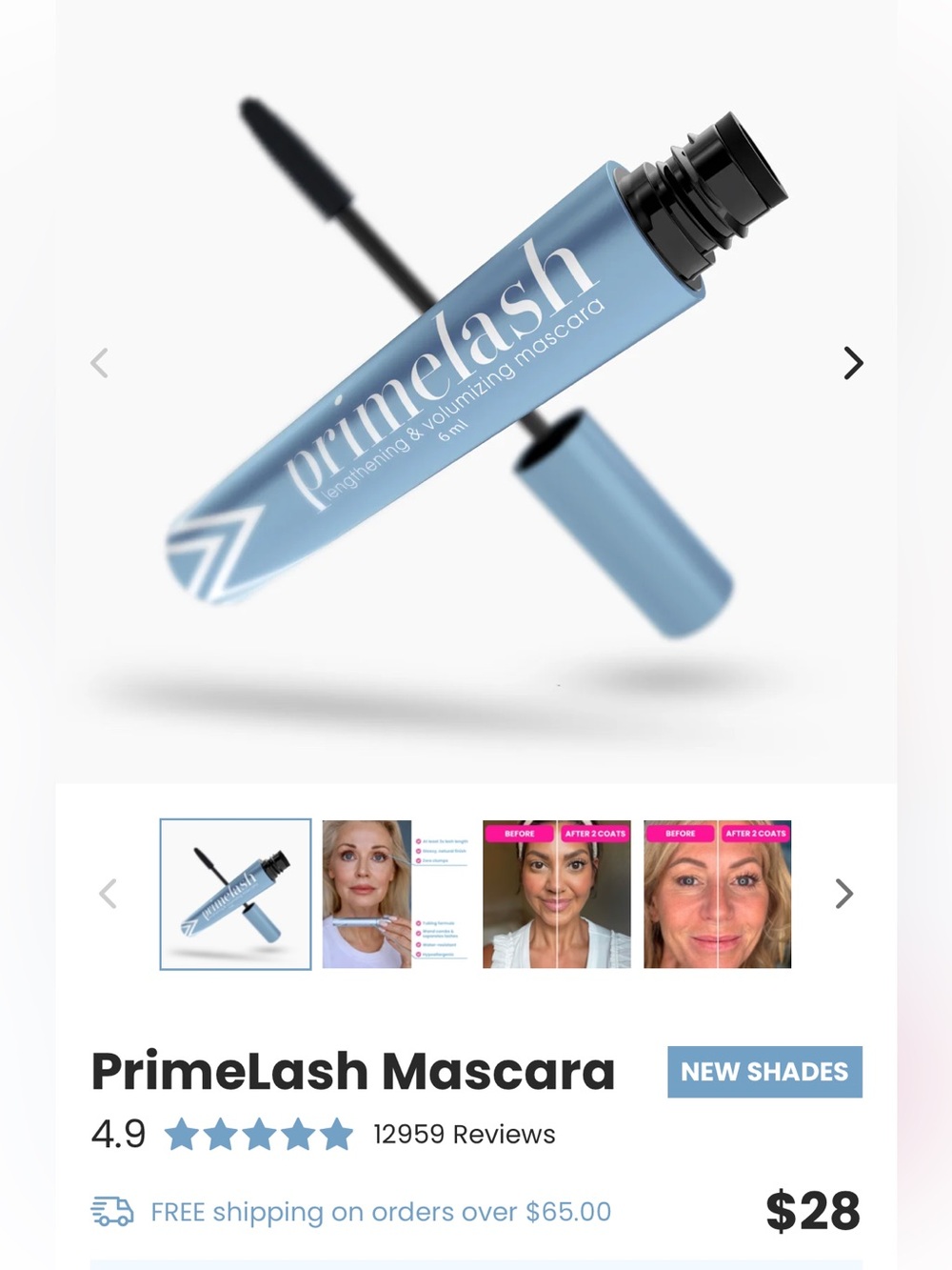 PrimeLash Lengthening & Volumizing Mascara, Color Black